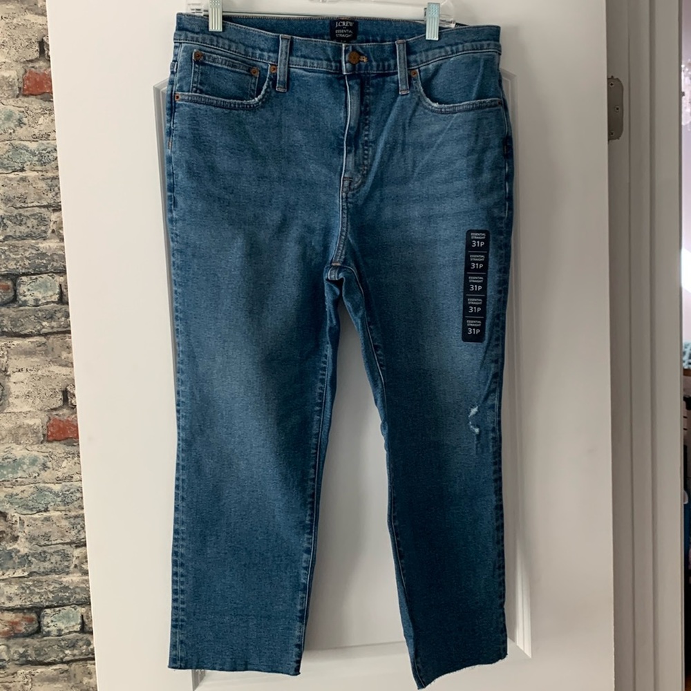 NWT- J.Crew Petite Essential Straight Jeans in all day stretch-sz P31